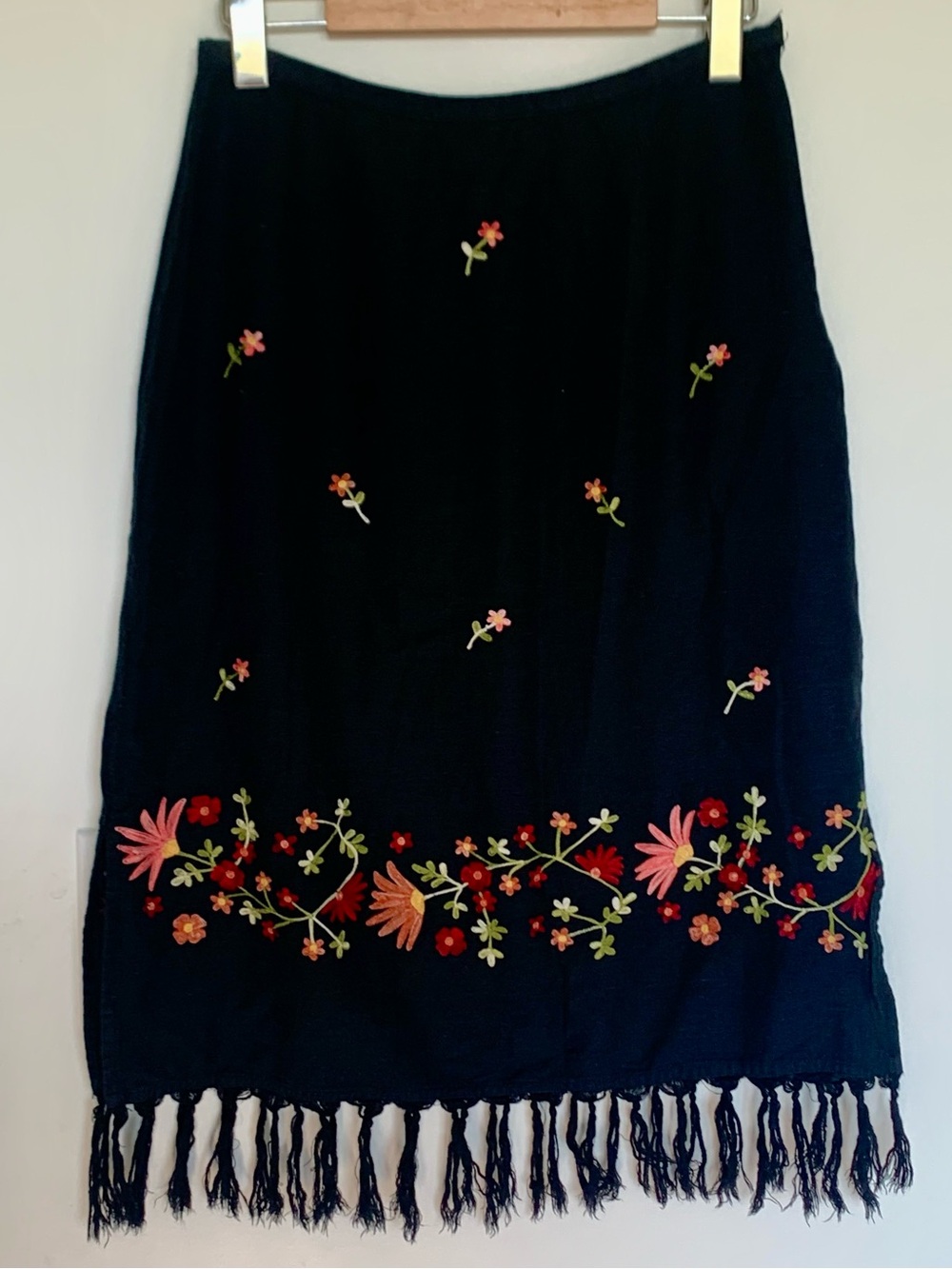Vintage Northern Reflections Floral Embroidered Linen Blend Skirt size 8 small